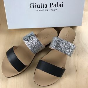 Giulia Palai Two Straps Slide Leather Sandal.